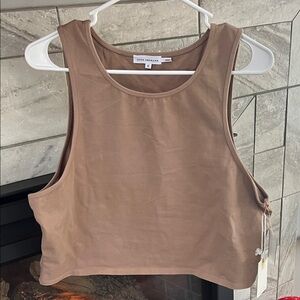 Good American Tan Sleeveless Crop Top